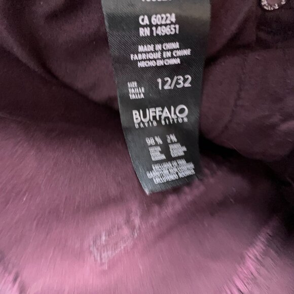 Buffalo David Bitton Hope Skinny Jeans Womens Size 12/32 Mid Rise Stretch Maroon - Picture 9 of 15